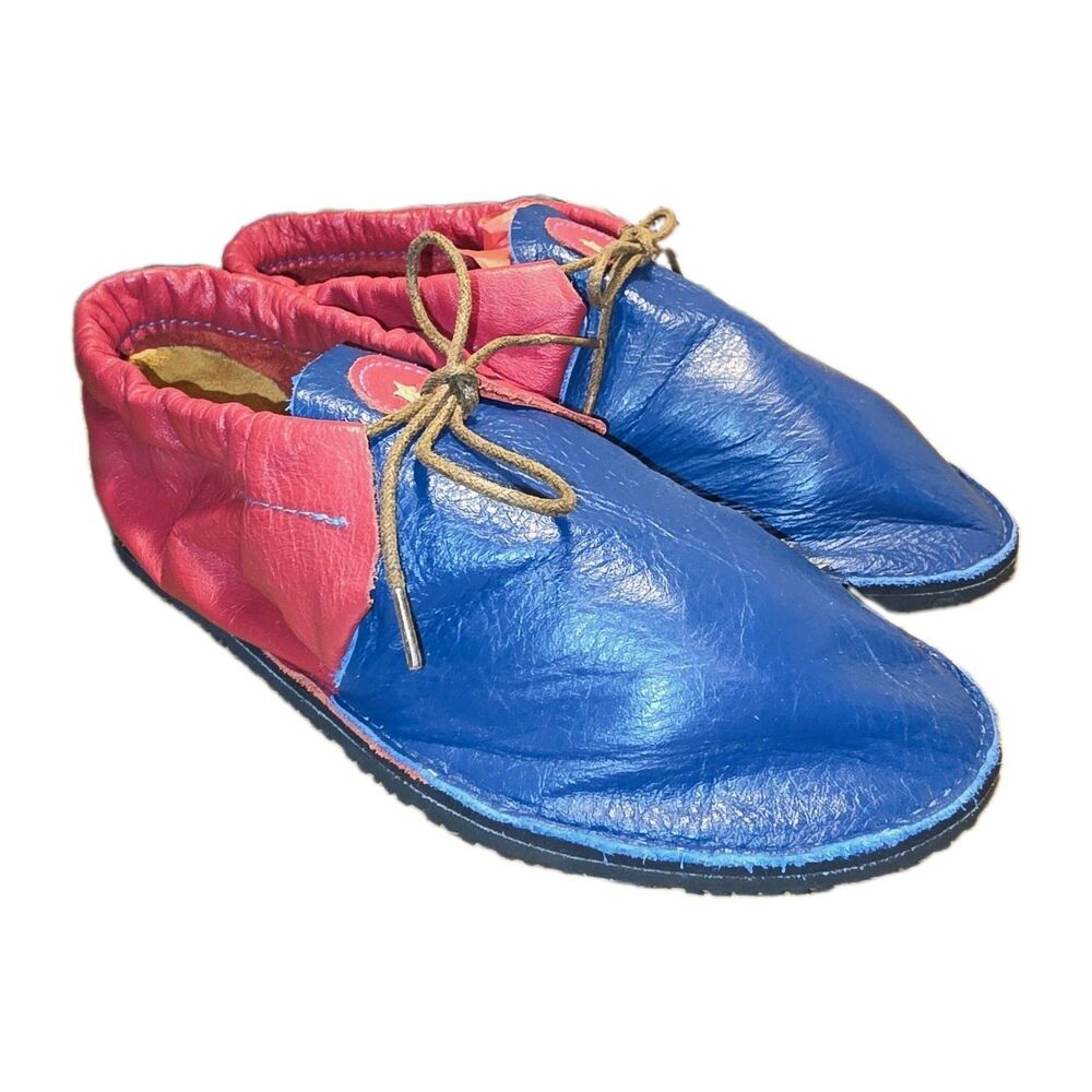 SOFTSTAR RAMBLER NWOT Sz 8 Red Blue Leather Vibram Sole  Barefoot Walking Shoes